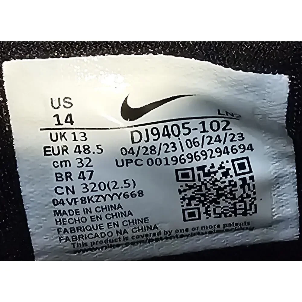 Nike Air Zoom GT Hustle 2 White Black Men's Size 14 Basketball Shoes DJ9405